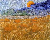 文森特 威廉 梵高 : 有麦垛的麦田和初升的月亮